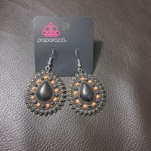 Orange and Grey stone earrings